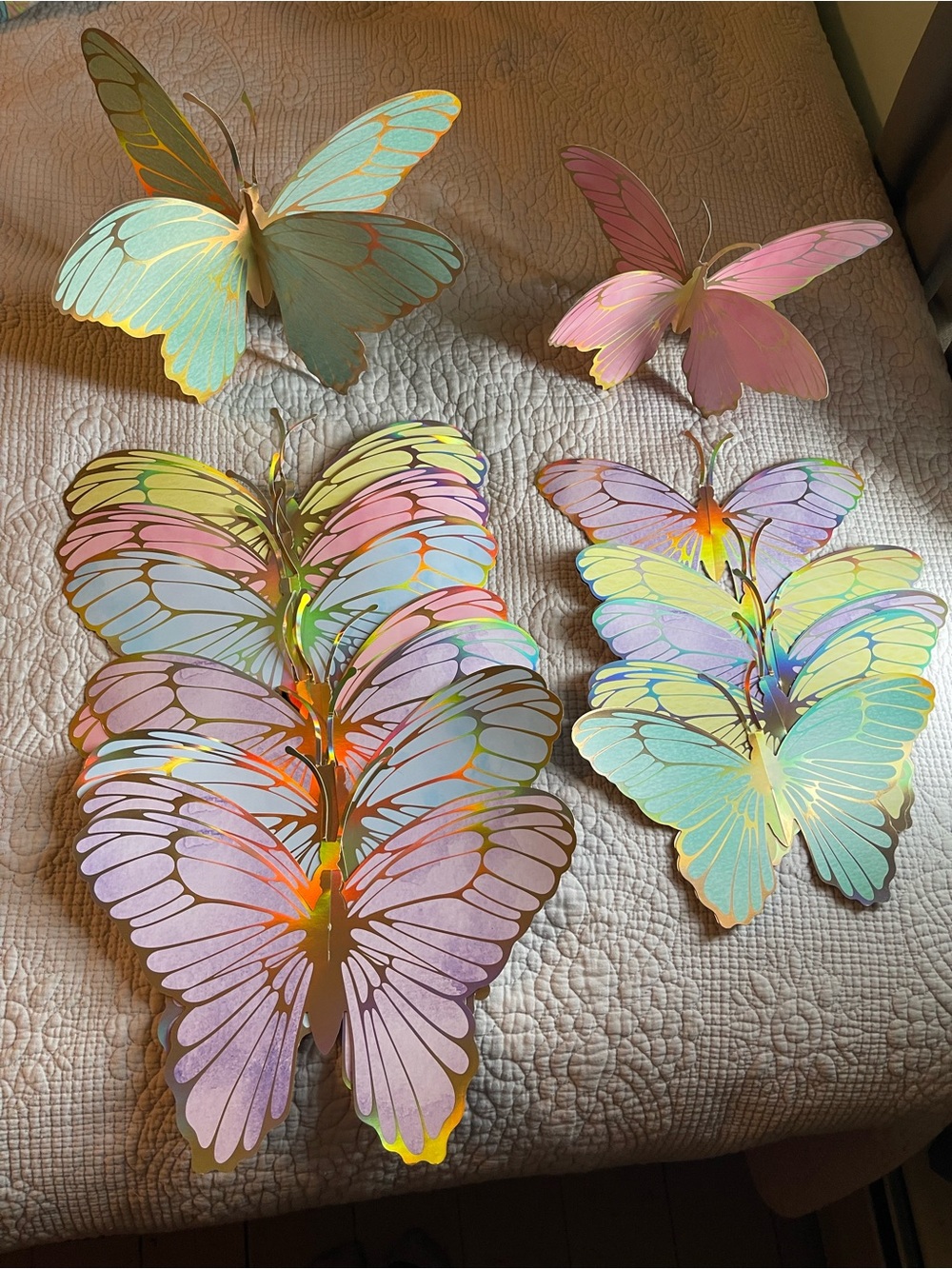 Iridescent Pastel Butterfly Wall Decorations - Pack of 12